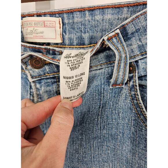 Vintage Levi Strauss Womens Sz 12 Long Bootcut Blue Jeans Low Rise Light Wash - Picture 3 of 4